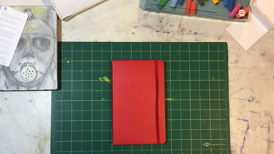 Sketchbook 21 is a red Moleskine, started Dec2mber 2017