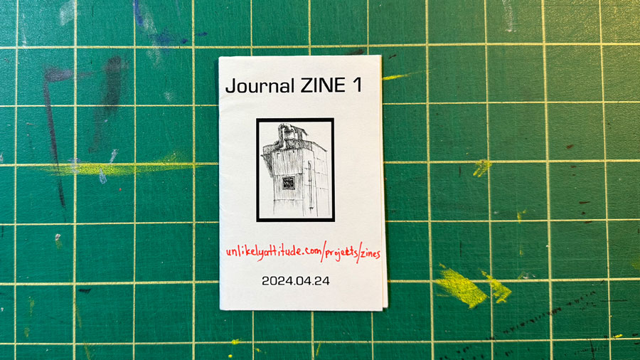 Journal Zine #5 cover shows an ink brush drawing of, what I think is, a desicated seed pod. I think it's a seed pod.