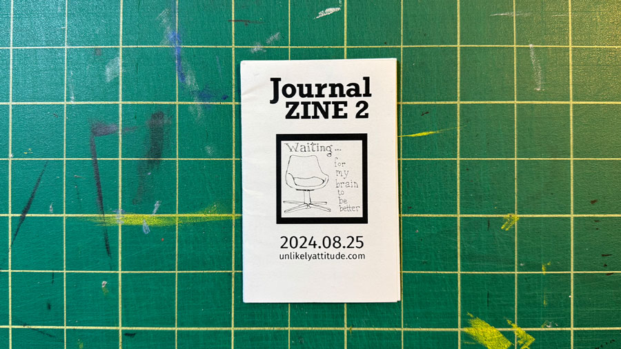 Journal Zine #5 cover shows an ink brush drawing of, what I think is, a desicated seed pod. I think it's a seed pod.